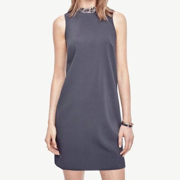 Ann Taylor  LOFT Crystal Collar Shift Dress - Picture 1 of 13